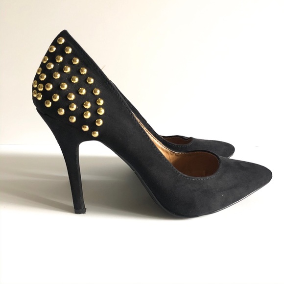 Shoe Dazzle Black & Gold Beaded Heels - Picture 8 of 8